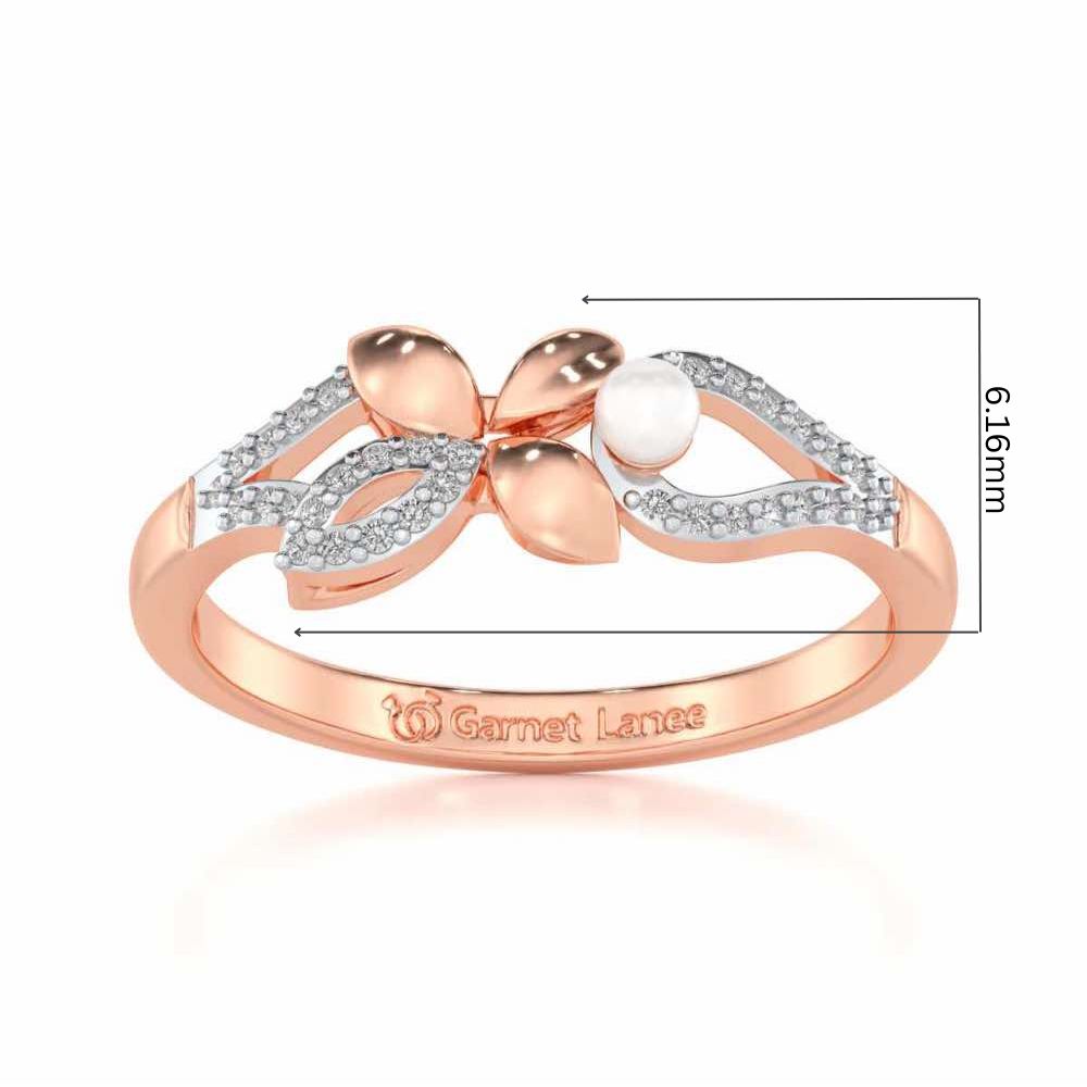 Plant Drop Silver Pearl Ring - Rose Gold - Image 5