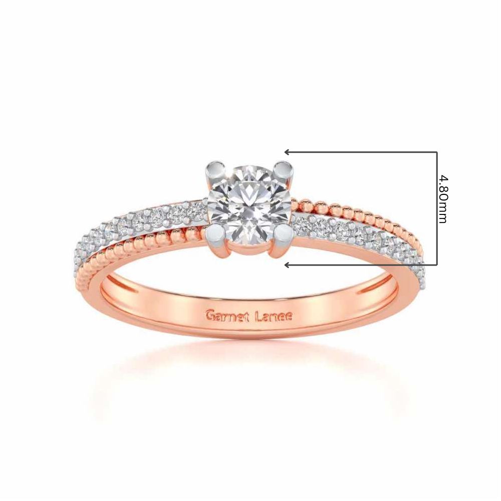 Esteem Solitaire Silver Ring - Rose Gold - Image 5