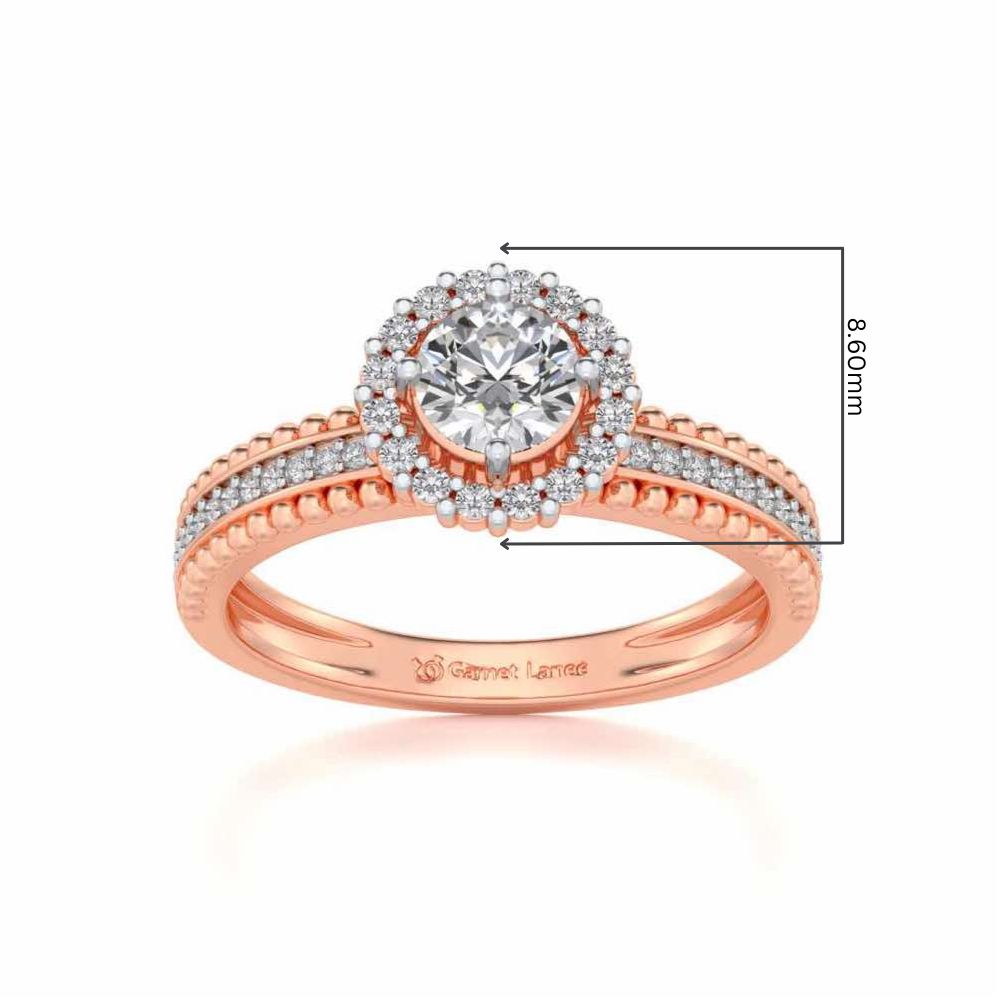 Regal Charm Solitaire Silver Ring - Rose Gold - Image 5