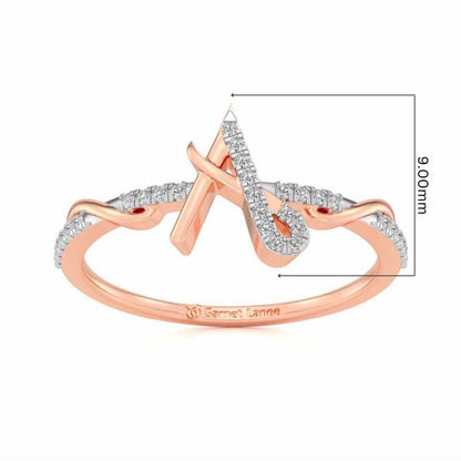 Dazzling A Silver Ring - Rose Gold - Image 5