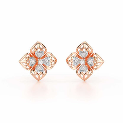Delicate Petals Silver Earring Studs - Rose Gold - Image 2