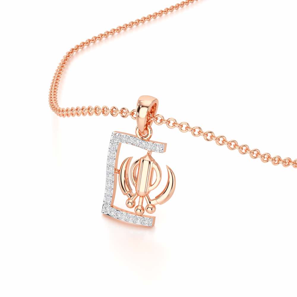 Khalsa Aura Silver Pendant - Rose Gold - Image 2