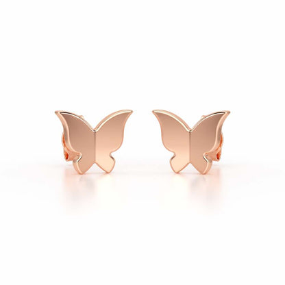 Small Butterflies Silver Earring Studs - Rose Gold - Image 2