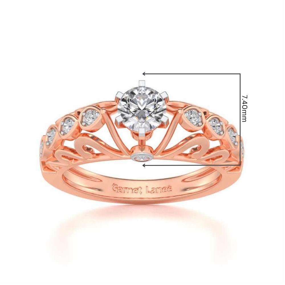 Apexed Glow Solitaire Silver Ring - Rose Gold - Image 5