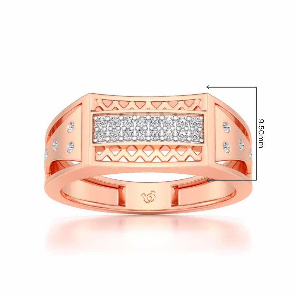 Wavy Strip Silver Ring For Men - Rose Gold - Image 5