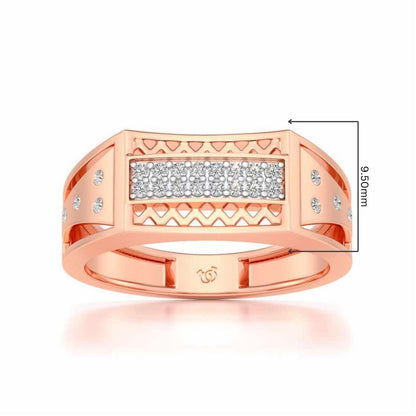 Wavy Strip Silver Ring For Men - Rose Gold - Image 5