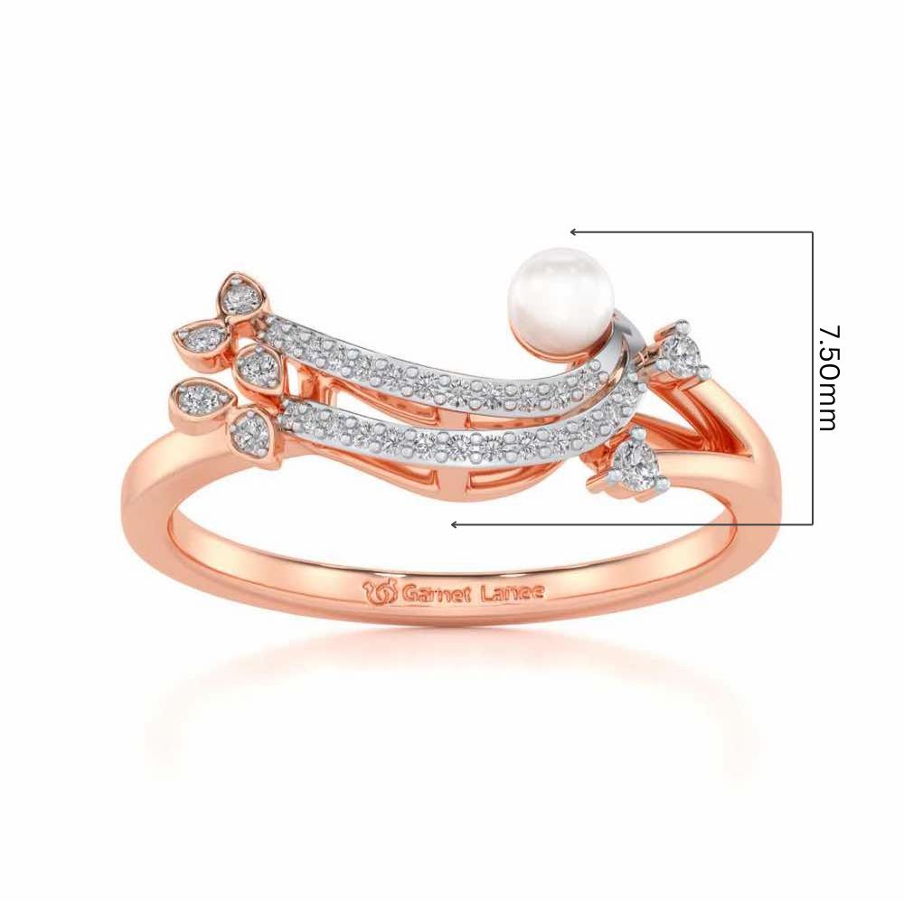 Flora-Tide Silver Pearl Ring - Rose Gold - Image 5