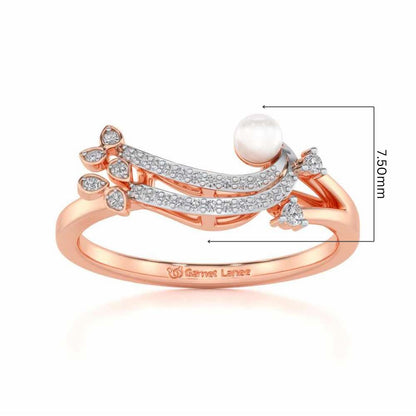Flora-Tide Silver Pearl Ring - Rose Gold - Image 5