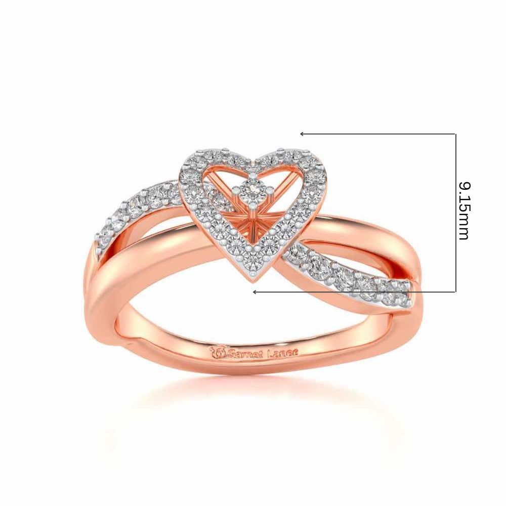 Heart Rays Silver Ring - Rose Gold - Image 5