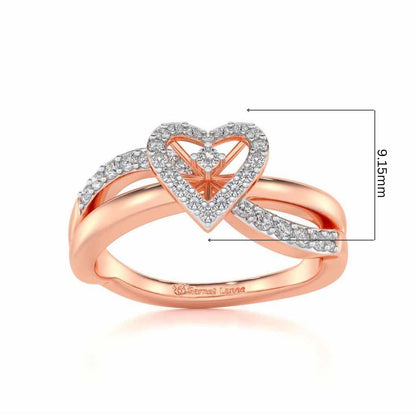 Heart Rays Silver Ring - Rose Gold - Image 5