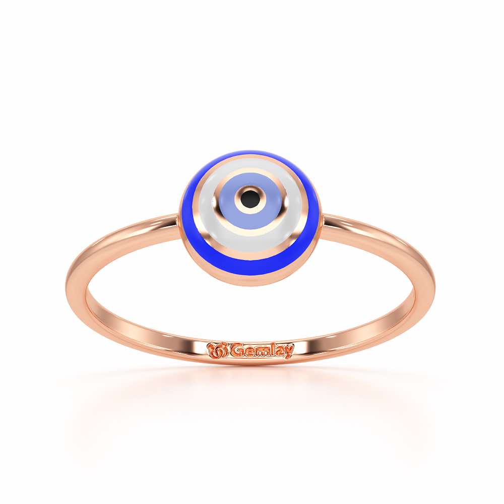 Isolde Evil Eye Silver Ring - Rose Gold - Image 2