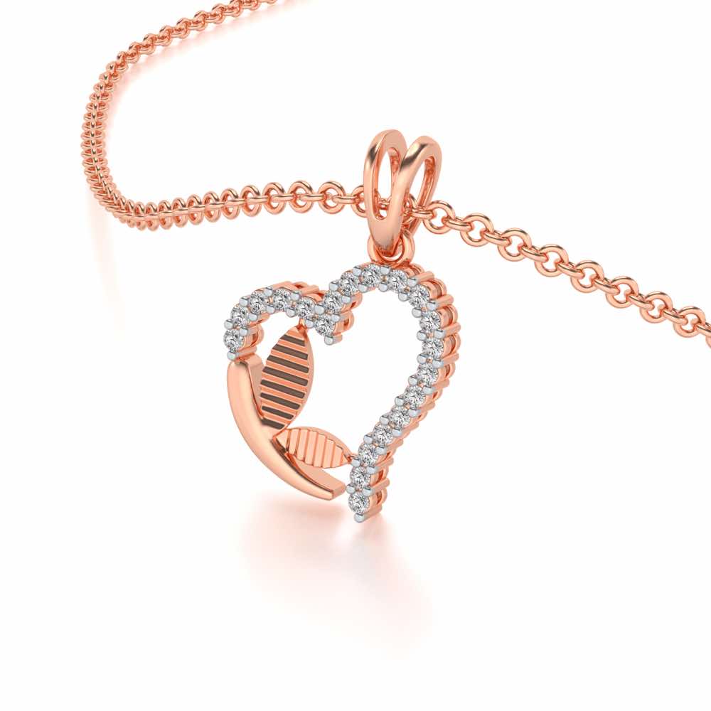 Butterfly Heart Silver Pendant - Rose Gold - Image 2