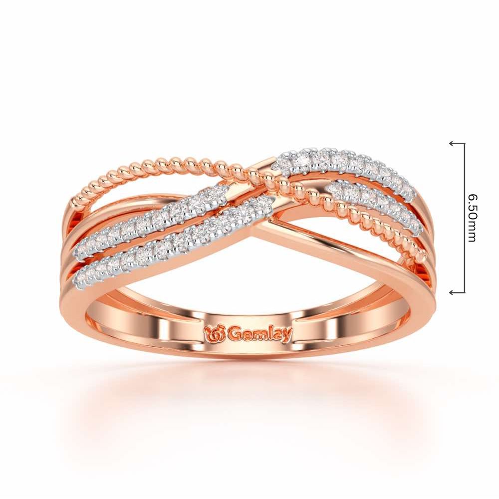 Crssing Wave Silver Ring - Rose Gold - Image 2