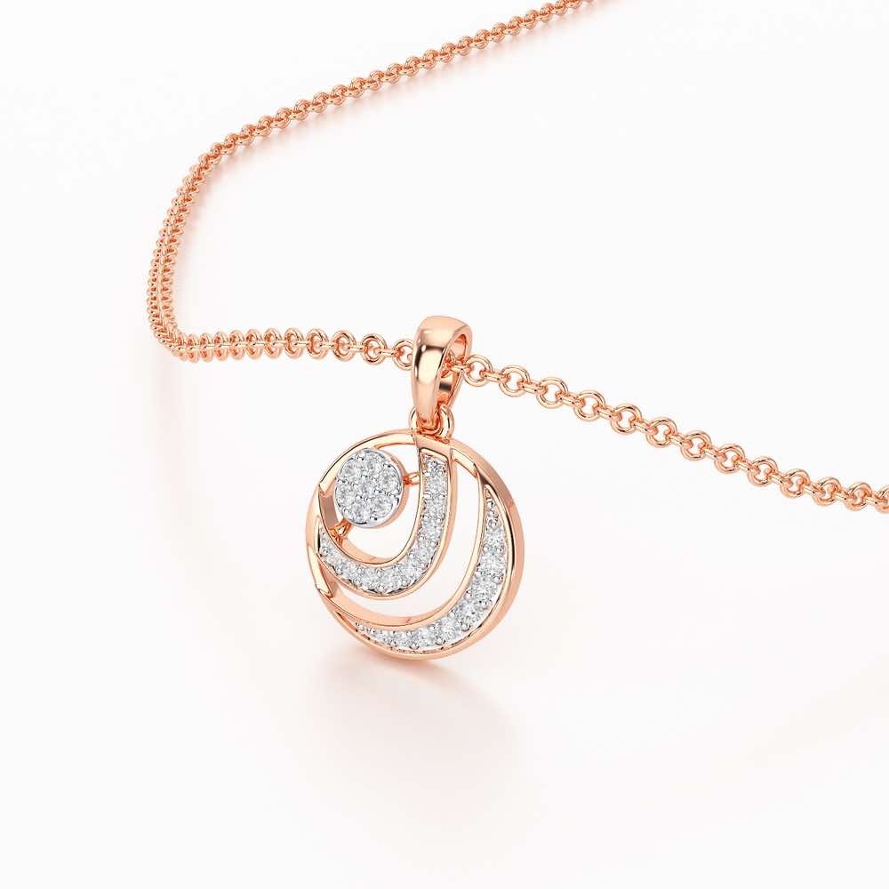 Silver Ripples Silver Pendant - Rose Gold - Image 2