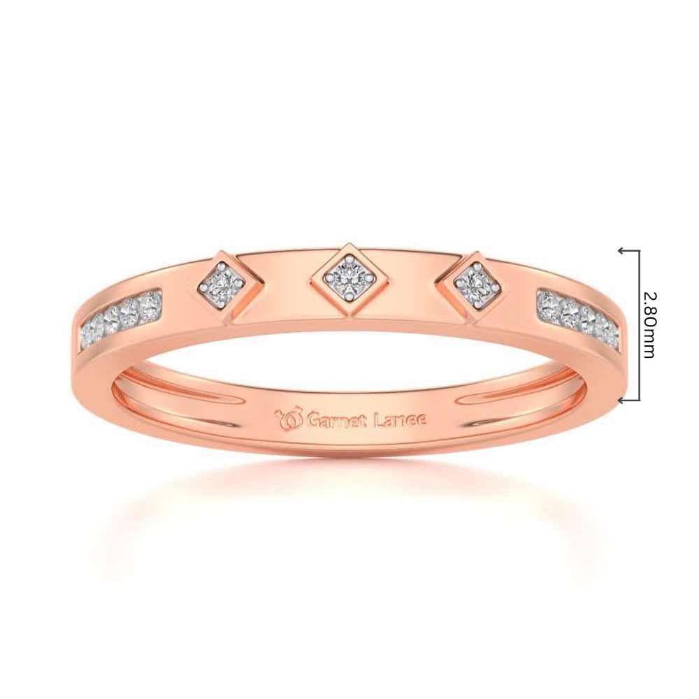 Embellished Silver Band Ring - Rose Gold - Image 5