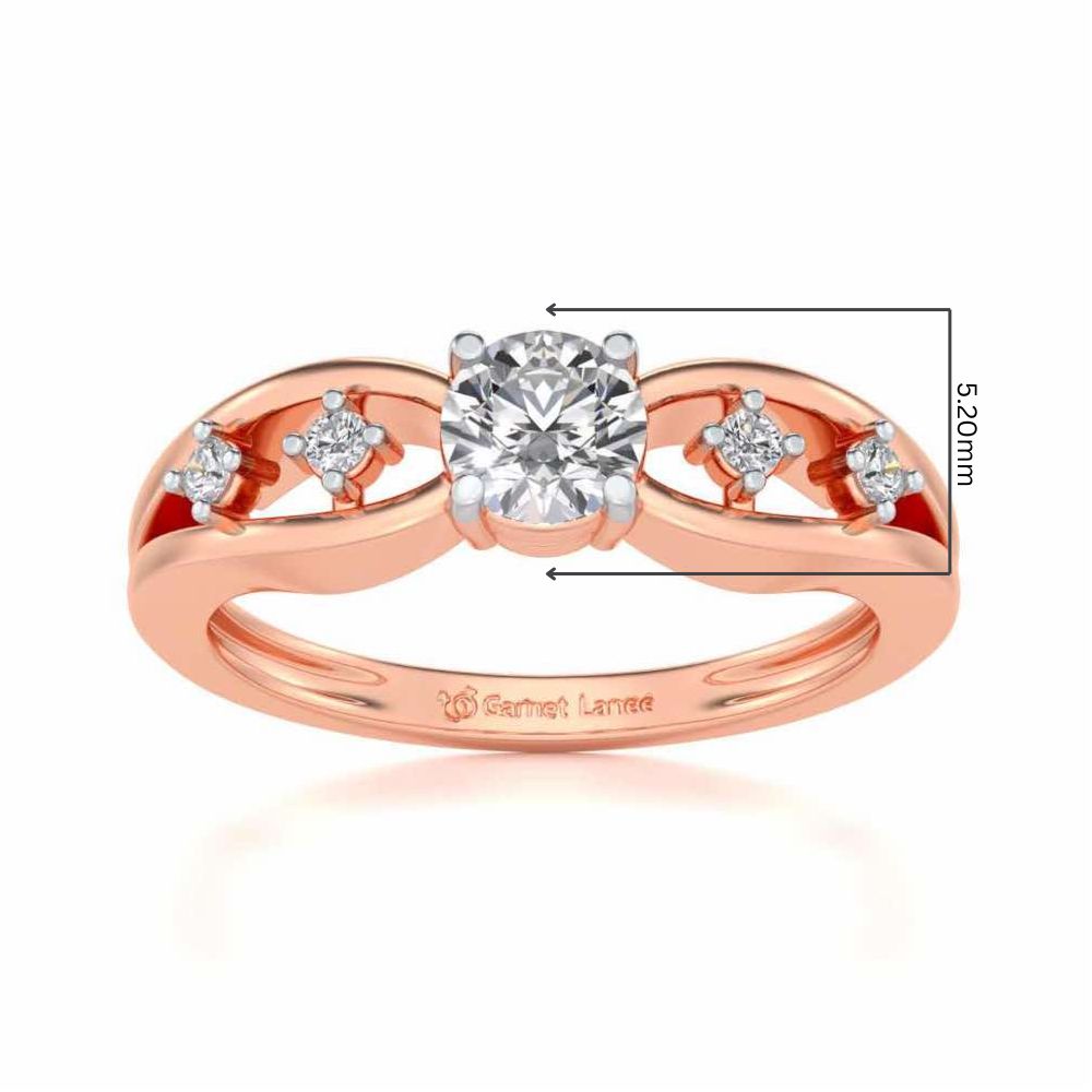 Tsaritsa Solitaire Silver Ring - Rose Gold - Image 5
