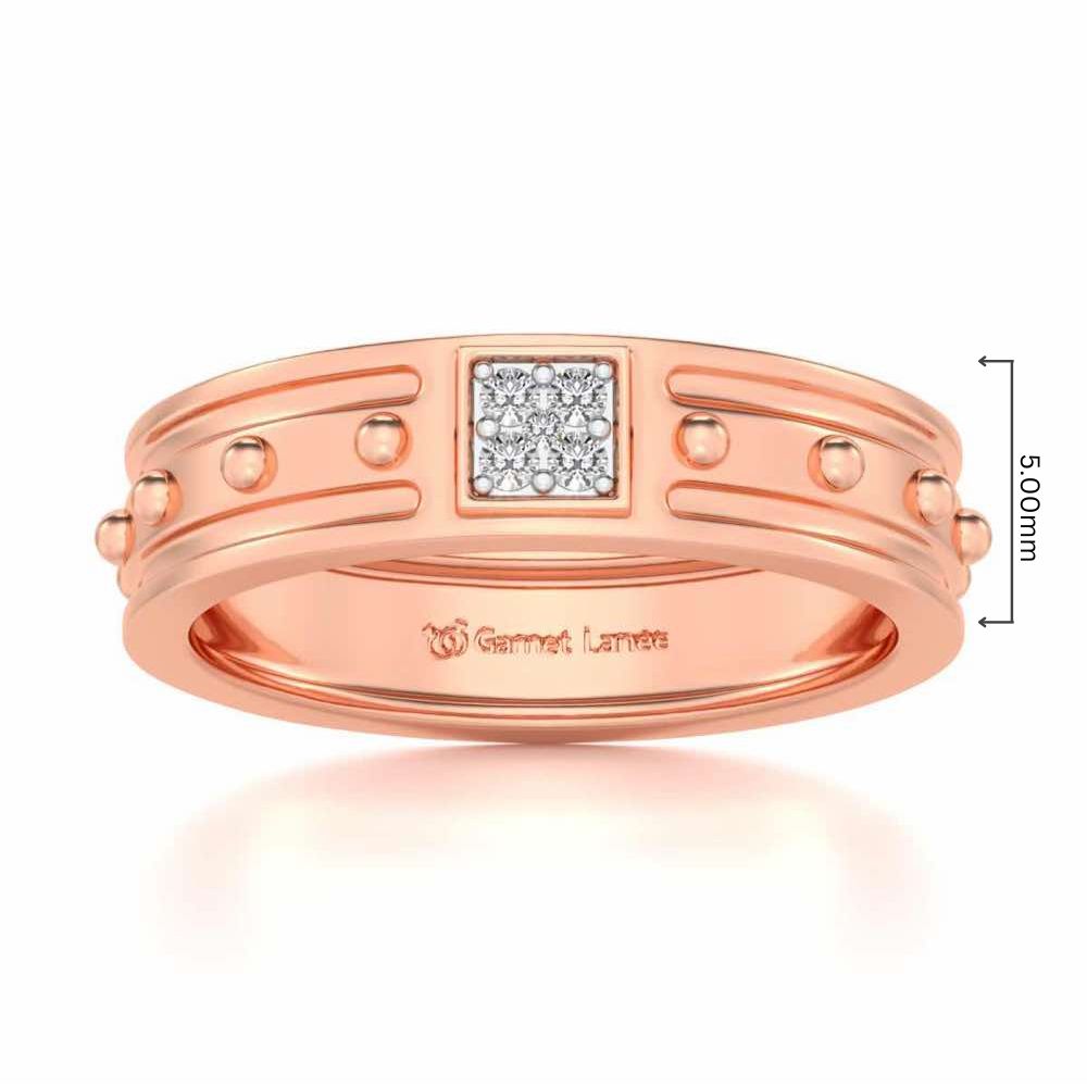 Floral Silver Band Ring - Rose Gold - Image 5