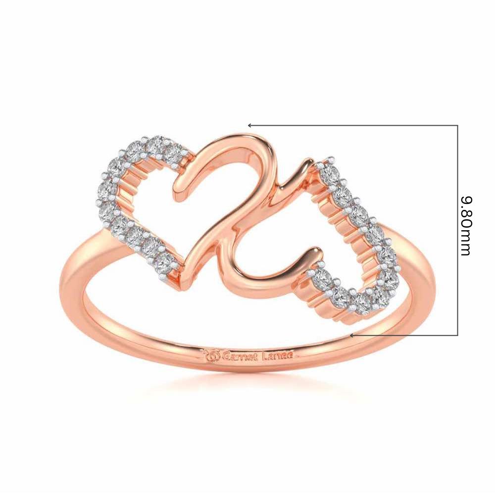 Up-n-Down Heart Silver Ring - Rose Gold - Image 5