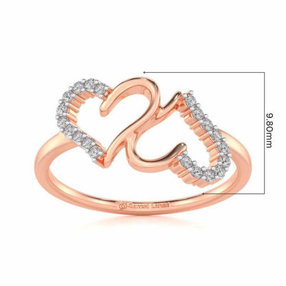 Up-n-Down Heart Silver Ring - Rose Gold - Image 5