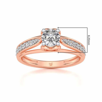 Wow Solitaire Silver Ring - Rose Gold - Image 5