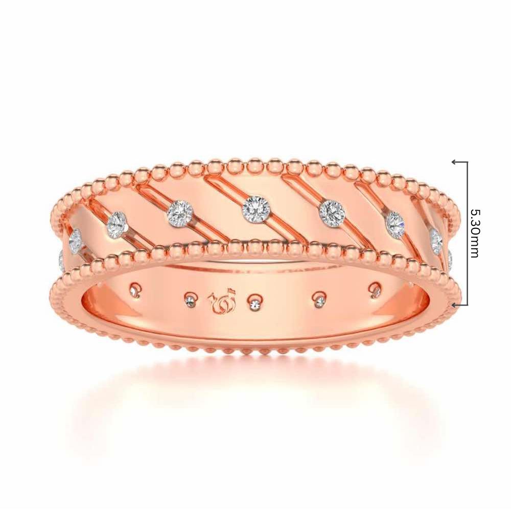 Diagonal Shine Silver Band Ring - Rose Gold - Image 5