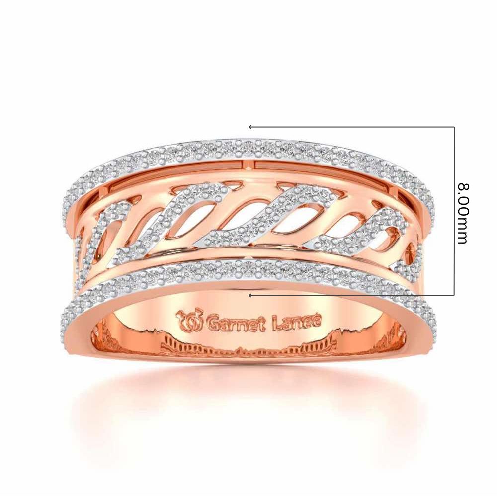 Glitz Braid Silver Band Ring - Rose Gold - Image 5