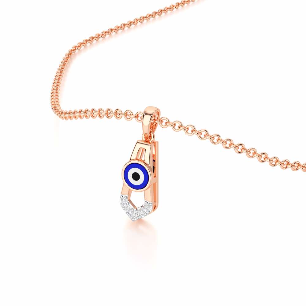 Guardian Gaze Silver Pendant - Rose Gold - Image 2
