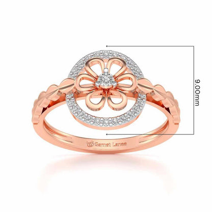 Shiny Circled Flower Silver Ring - Rose Gold - Image 5
