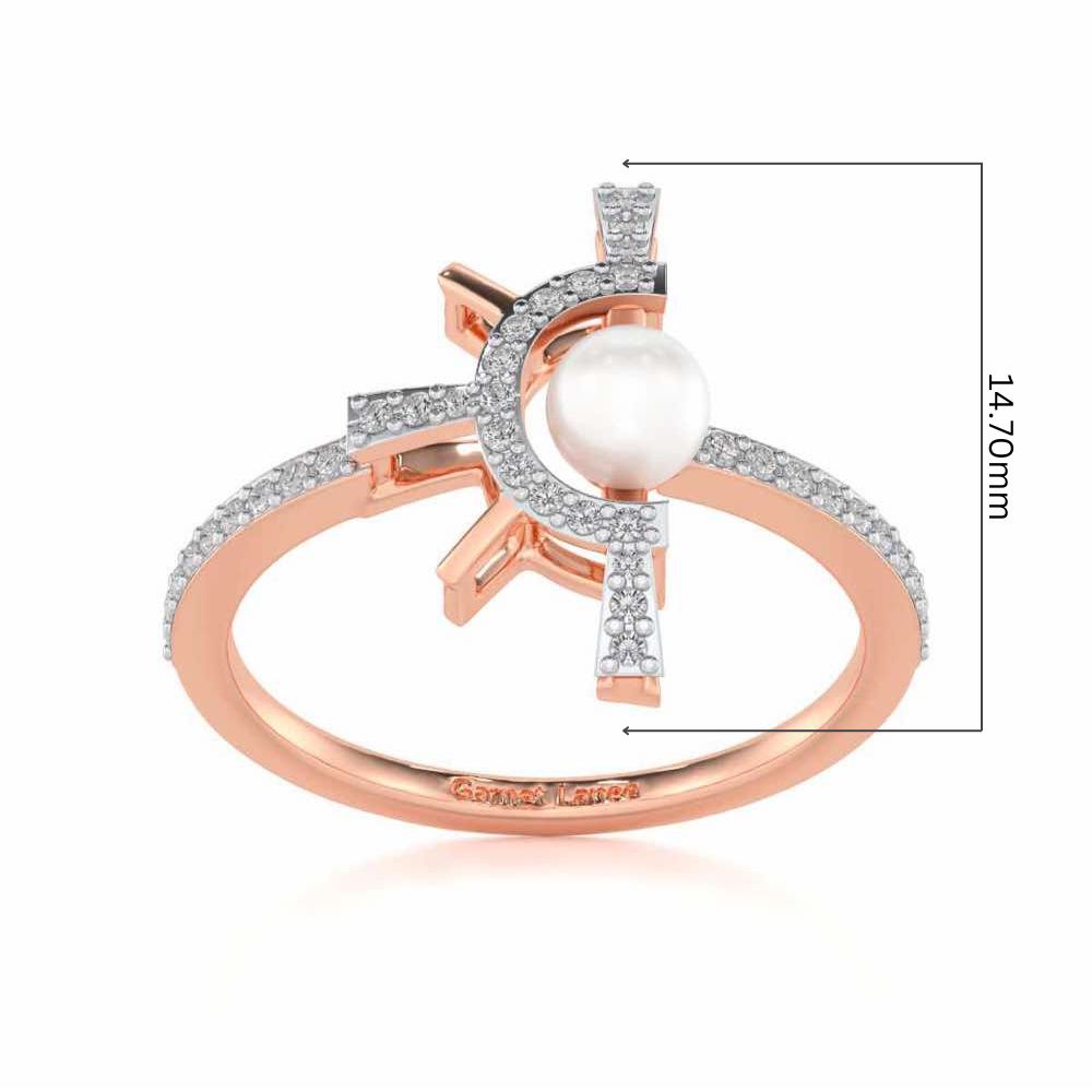 Semi Sun Silver Pearl Ring - Rose Gold - Image 5