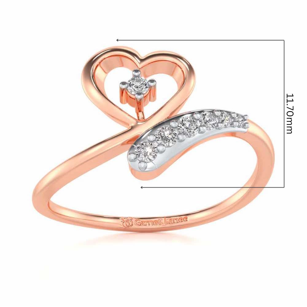Cute Lil Heart Silver Ring - Rose Gold - Image 5
