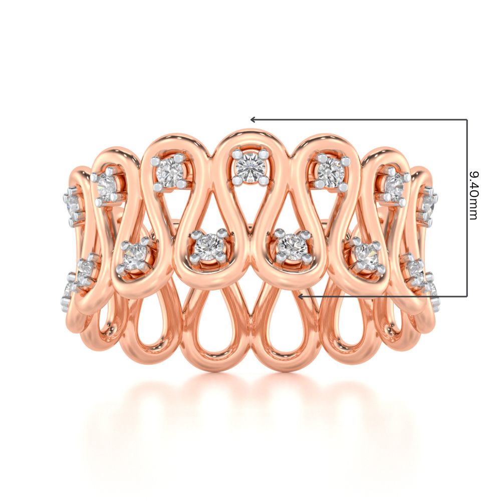 Dense Wave Silver Band Ring - Rose Gold - Image 2
