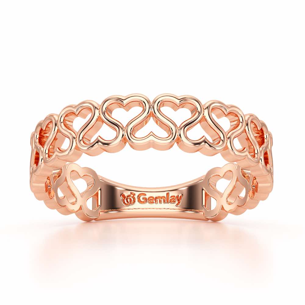Heart Ziggle Silver Ring - Rose Gold - Image 2