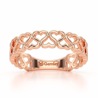 Heart Ziggle Silver Ring - Rose Gold - Image 2