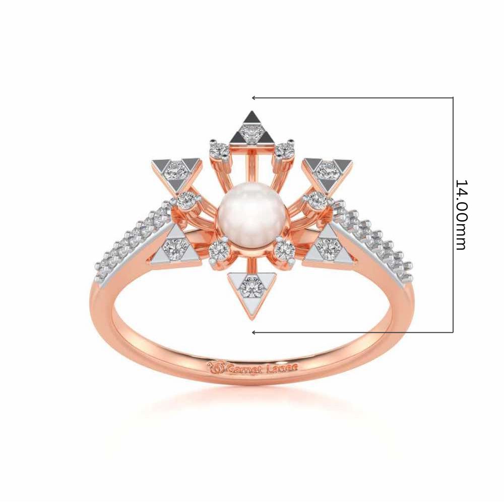 Snow Flake Silver Pearl Ring - Rose Gold - Image 5