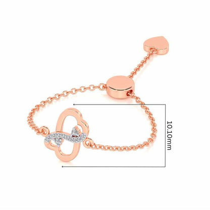 Inverted Heart Adjustable Silver Ring - Rose Gold - Image 5