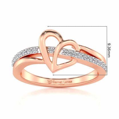 Sling Heart Silver Ring - Rose Gold - Image 5