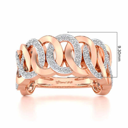 Elipse Overlap Silver Band Ring - Rose Gold - Image 5