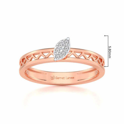 Leaf Silver Band Ring - Rose Gold - Image 5