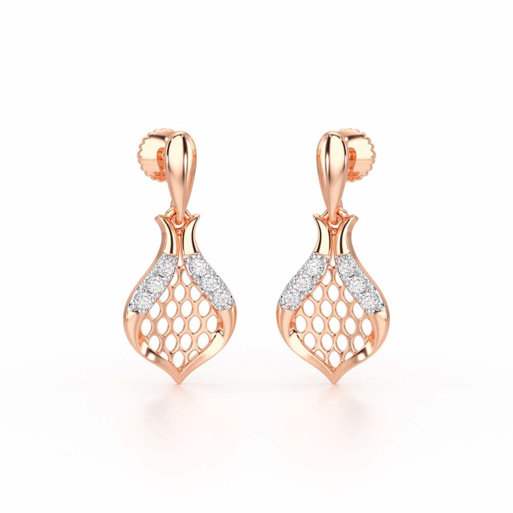 Pasha Elegance Dangler Silver Earrings - Rose Gold - Image 2