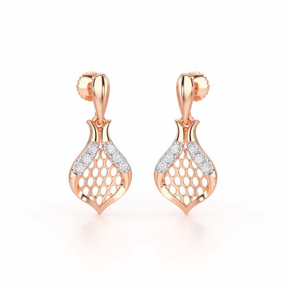 Pasha Elegance Dangler Silver Earrings - Rose Gold - Image 2