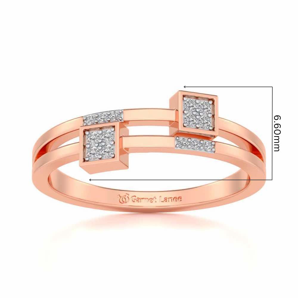 Quirky Square Silver Ring - Rose Gold - Image 5