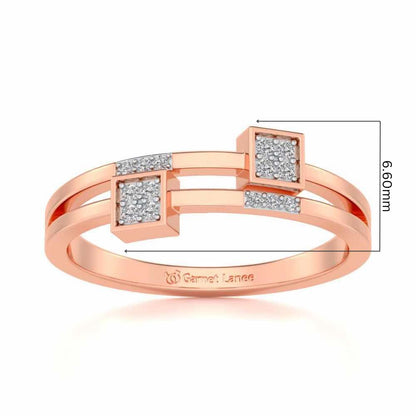Quirky Square Silver Ring - Rose Gold - Image 5