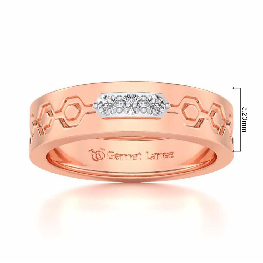 Hexa Silver Band Ring - Rose Gold - Image 5