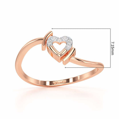 Airy Heart Silver Ring - Rose Gold - Image 5