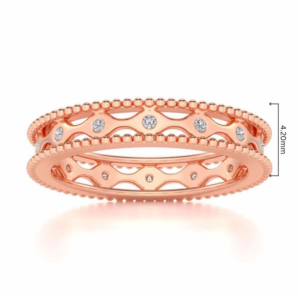 Wavy Shine Silver Band Ring - Rose Gold - Image 5