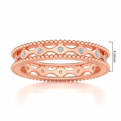 Wavy Shine Silver Band Ring - Rose Gold - Image 5