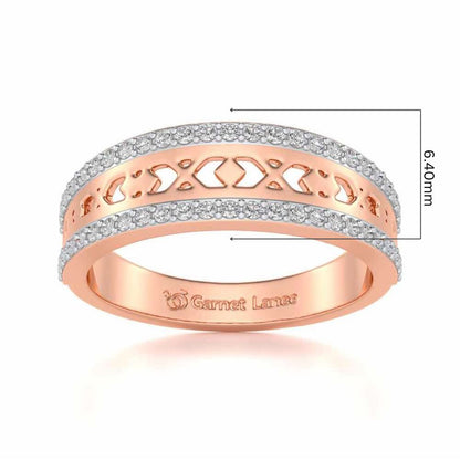 Cross Glam Silver Band Ring - Rose Gold - Image 5