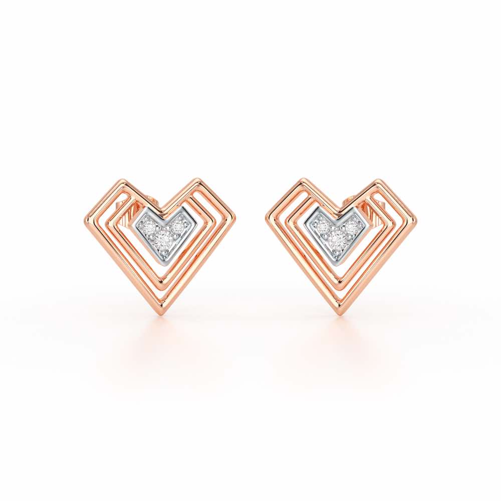 Perfect Pointers Silver Earring Studs - Rose Gold - Image 2