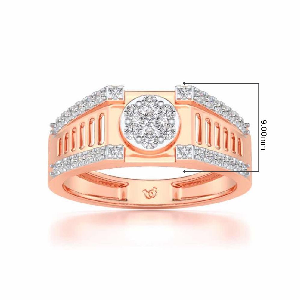 Groovy Ladder Silver Ring For Men - Rose Gold - Image 5