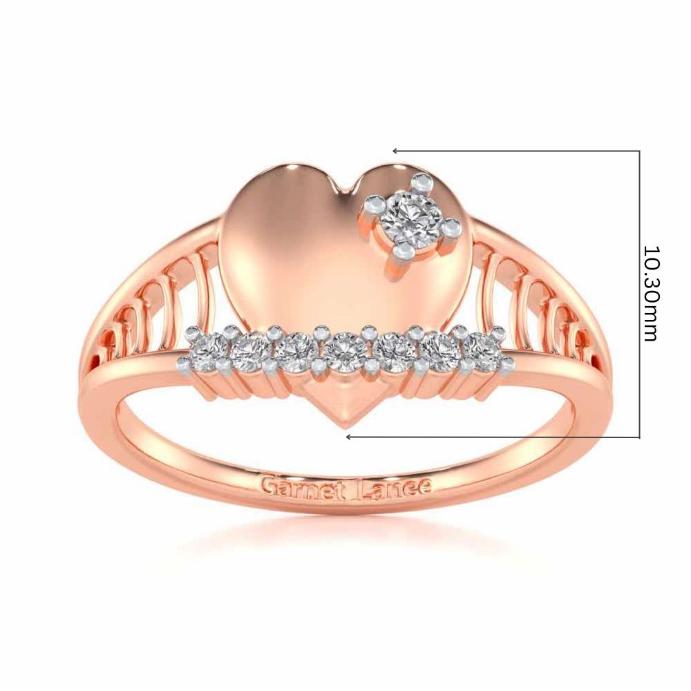 Lattice Heart Silver Ring - Rose Gold - Image 5